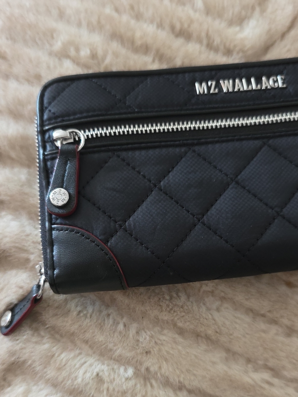 MZ Wallace Black Quilted Zip Wallet with Front Zip Pocket - Picture 4 of 10